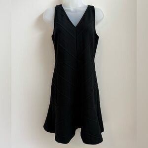 LOFT Ruffle Hem V-Neck Black Dress